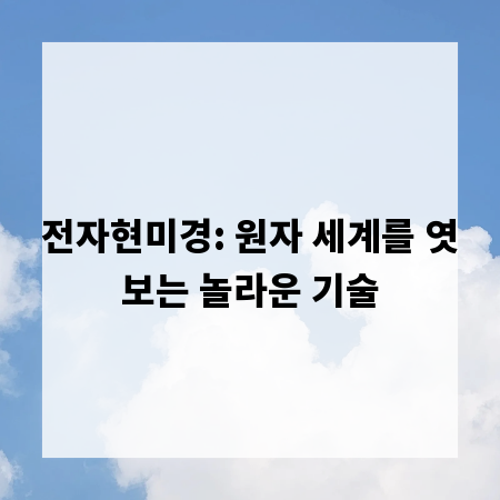 전자현미경: 원자 세계를 엿보는 놀라운 기술