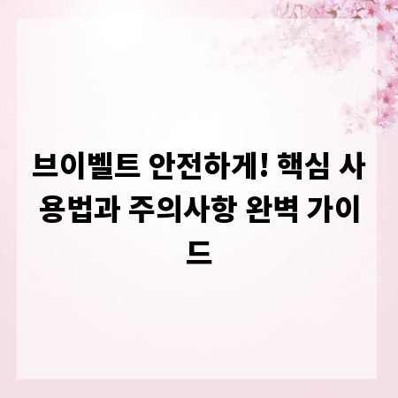 브이벨트 안전하게! 핵심 사용법과 주의사항 완벽 가이드