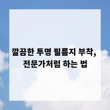 깔끔한 투명 필름지 부착, 전문가처럼 하는 법