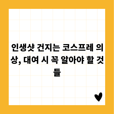 인생샷 건지는 코스프레 의상, 대여 시 꼭 알아야 할 것들