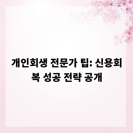 개인회생 전문가 팁: 신용회복 성공 전략 공개