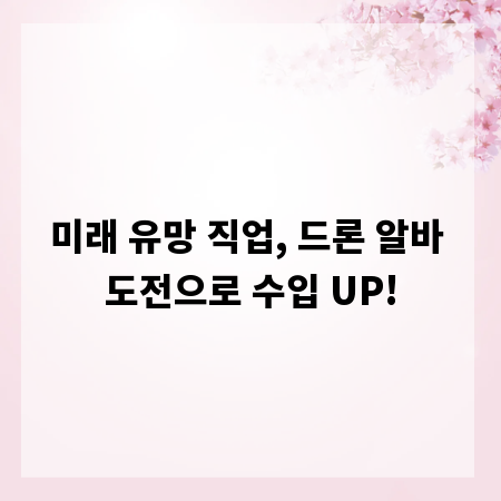 미래 유망 직업, 드론 알바 도전으로 수입 UP!
