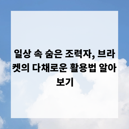 일상 속 숨은 조력자, 브라켓의 다채로운 활용법 알아보기