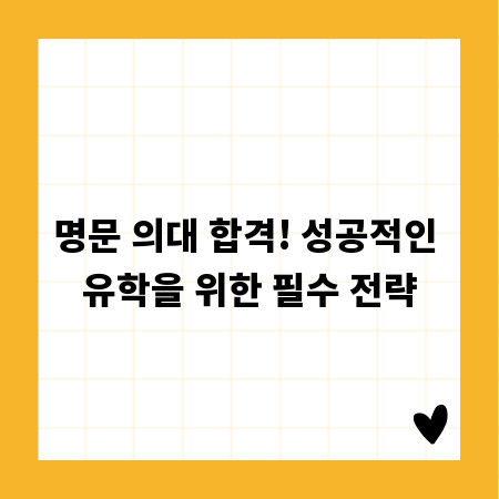 명문 의대 합격! 성공적인 유학을 위한 필수 전략