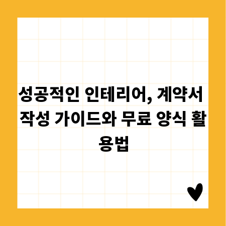 성공적인 인테리어, 계약서 작성 가이드와 무료 양식 활용법