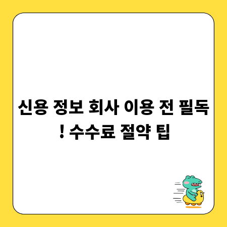 신용 정보 회사 이용 전 필독! 수수료 절약 팁