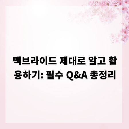 맥브라이드 제대로 알고 활용하기: 필수 Q&A 총정리
