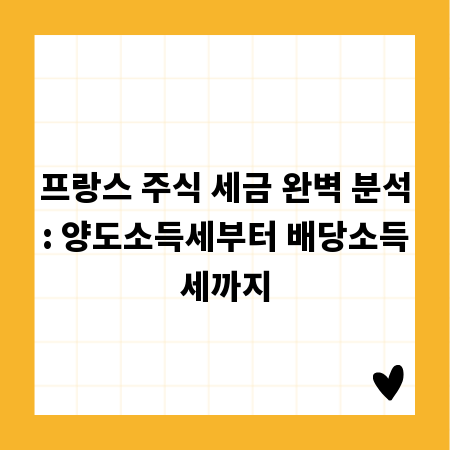 프랑스 주식 세금 완벽 분석: 양도소득세부터 배당소득세까지