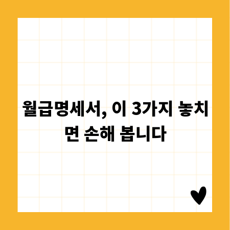 월급명세서, 이 3가지 놓치면 손해 봅니다