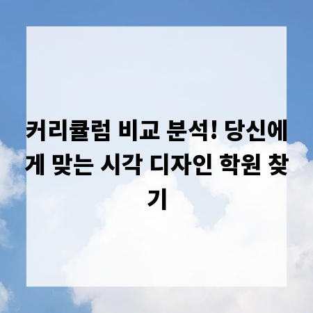커리큘럼 비교 분석! 당신에게 맞는 시각 디자인 학원 찾기
