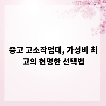 중고 고소작업대, 가성비 최고의 현명한 선택법