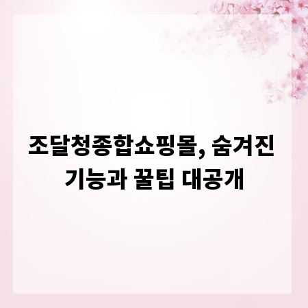 조달청종합쇼핑몰, 숨겨진 기능과 꿀팁 대공개