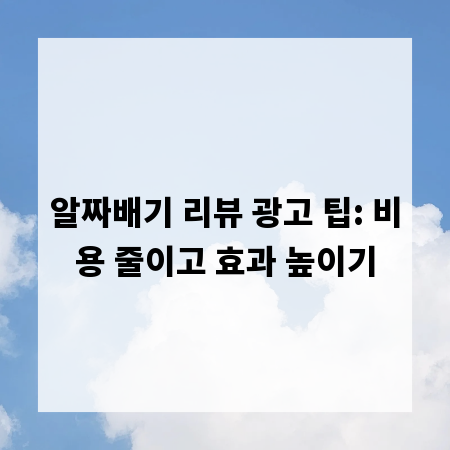 알짜배기 리뷰 광고 팁: 비용 줄이고 효과 높이기