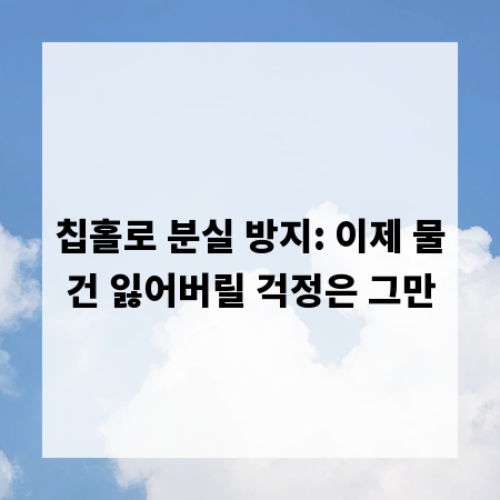 칩홀로 분실 방지: 이제 물건 잃어버릴 걱정은 그만