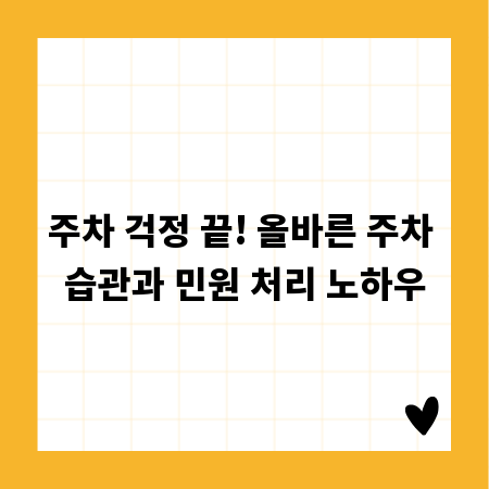 주차 걱정 끝! 올바른 주차 습관과 민원 처리 노하우