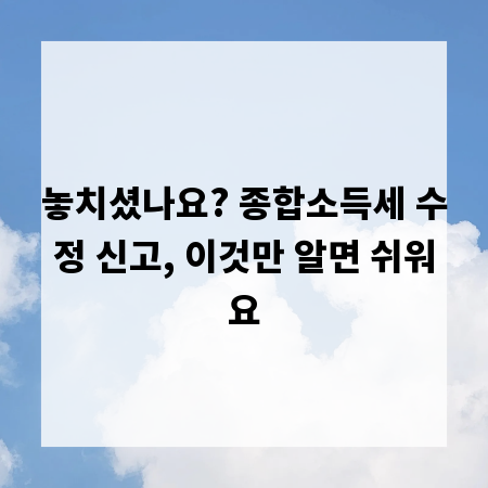 놓치셨나요? 종합소득세 수정 신고, 이것만 알면 쉬워요