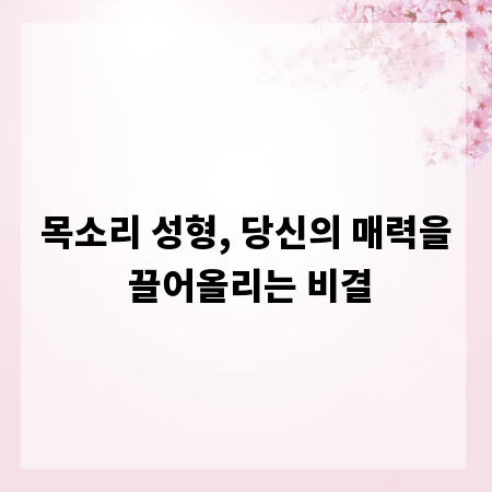 목소리 성형, 당신의 매력을 끌어올리는 비결