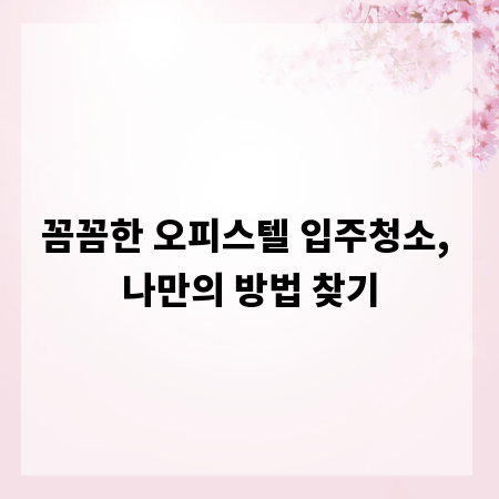 꼼꼼한 오피스텔 입주청소, 나만의 방법 찾기