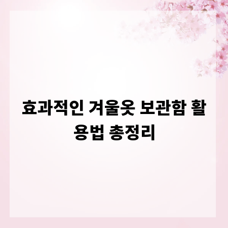 효과적인 겨울옷 보관함 활용법 총정리