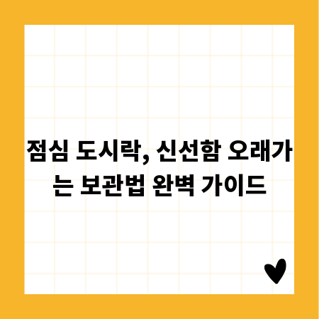 점심 도시락, 신선함 오래가는 보관법 완벽 가이드