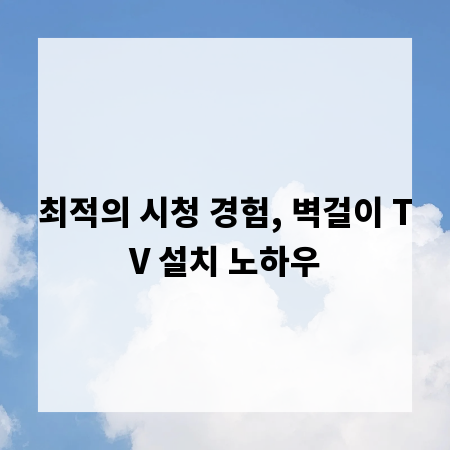 최적의 시청 경험, 벽걸이 TV 설치 노하우