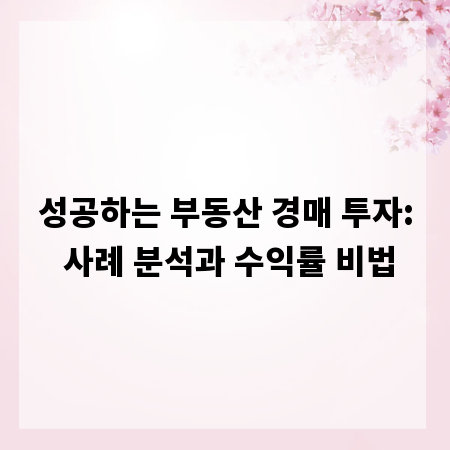 성공하는 부동산 경매 투자: 사례 분석과 수익률 비법
