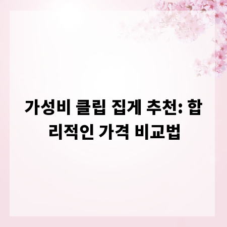 가성비 클립 집게 추천: 합리적인 가격 비교법