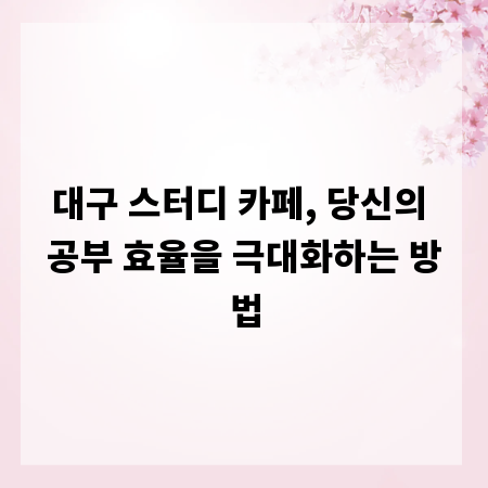 대구 스터디 카페, 당신의 공부 효율을 극대화하는 방법