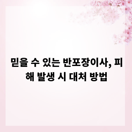 믿을 수 있는 반포장이사, 피해 발생 시 대처 방법