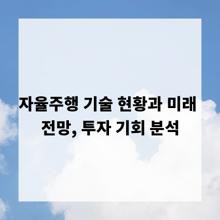 자율주행 기술 현황과 미래 전망, 투자 기회 분석