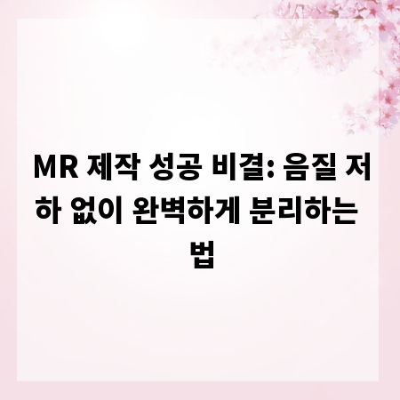 MR 제작 성공 비결: 음질 저하 없이 완벽하게 분리하는 법