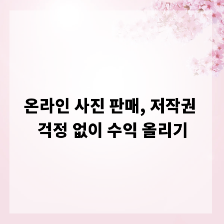 온라인 사진 판매, 저작권 걱정 없이 수익 올리기