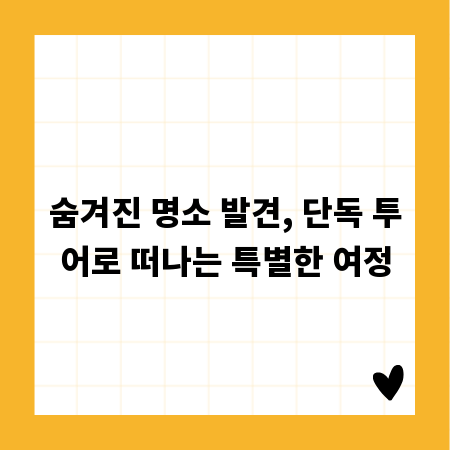 숨겨진 명소 발견, 단독 투어로 떠나는 특별한 여정
