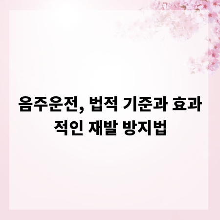 음주운전, 법적 기준과 효과적인 재발 방지법
