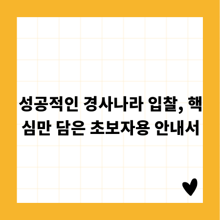 성공적인 경사나라 입찰, 핵심만 담은 초보자용 안내서