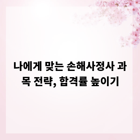 나에게 맞는 손해사정사 과목 전략, 합격률 높이기