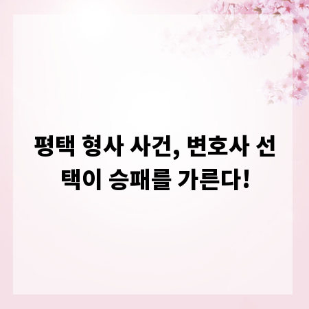 평택 형사 사건, 변호사 선택이 승패를 가른다!