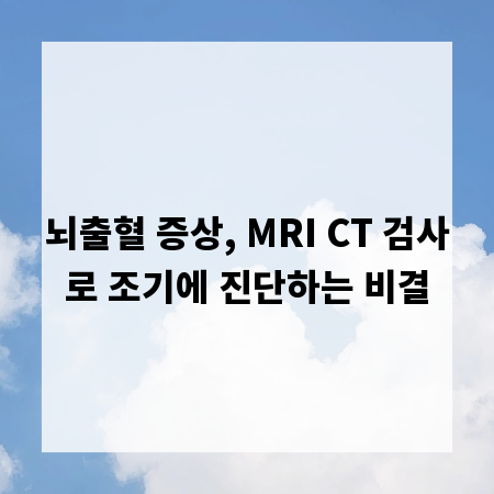 뇌출혈 증상, MRI CT 검사로 조기에 진단하는 비결