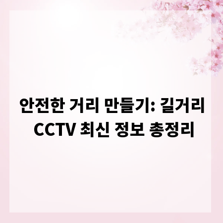 안전한 거리 만들기: 길거리 CCTV 최신 정보 총정리