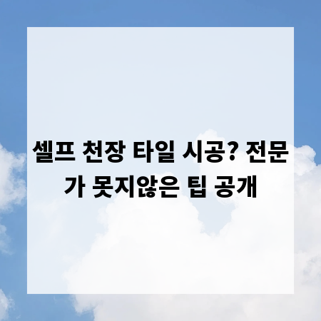 셀프 천장 타일 시공? 전문가 못지않은 팁 공개